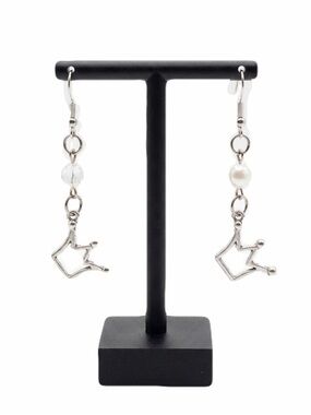 New Handmade Sterling Silver Queen Crown Crystal Dangle Earrings